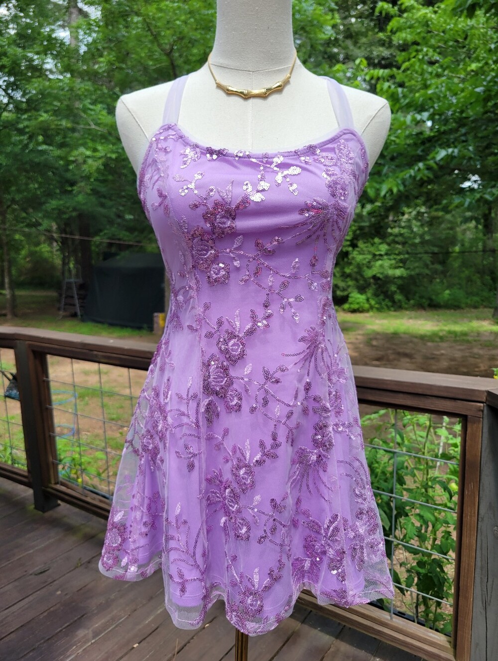 Windsor Lilac Sequin Floral A-Line Backless Adjustable Dress